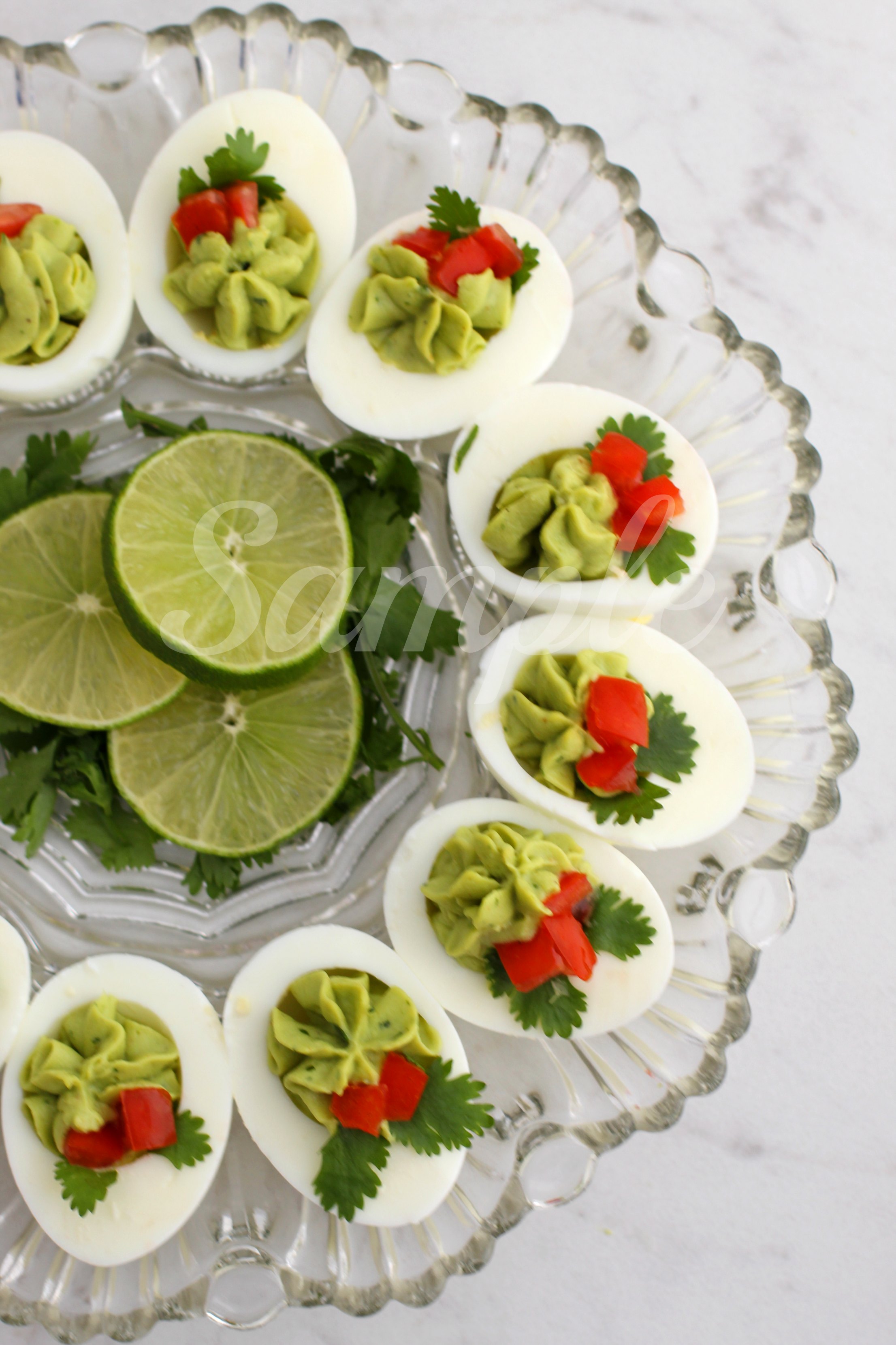 Creamy Christmas "Holly" Avocado Deviled Eggs 1