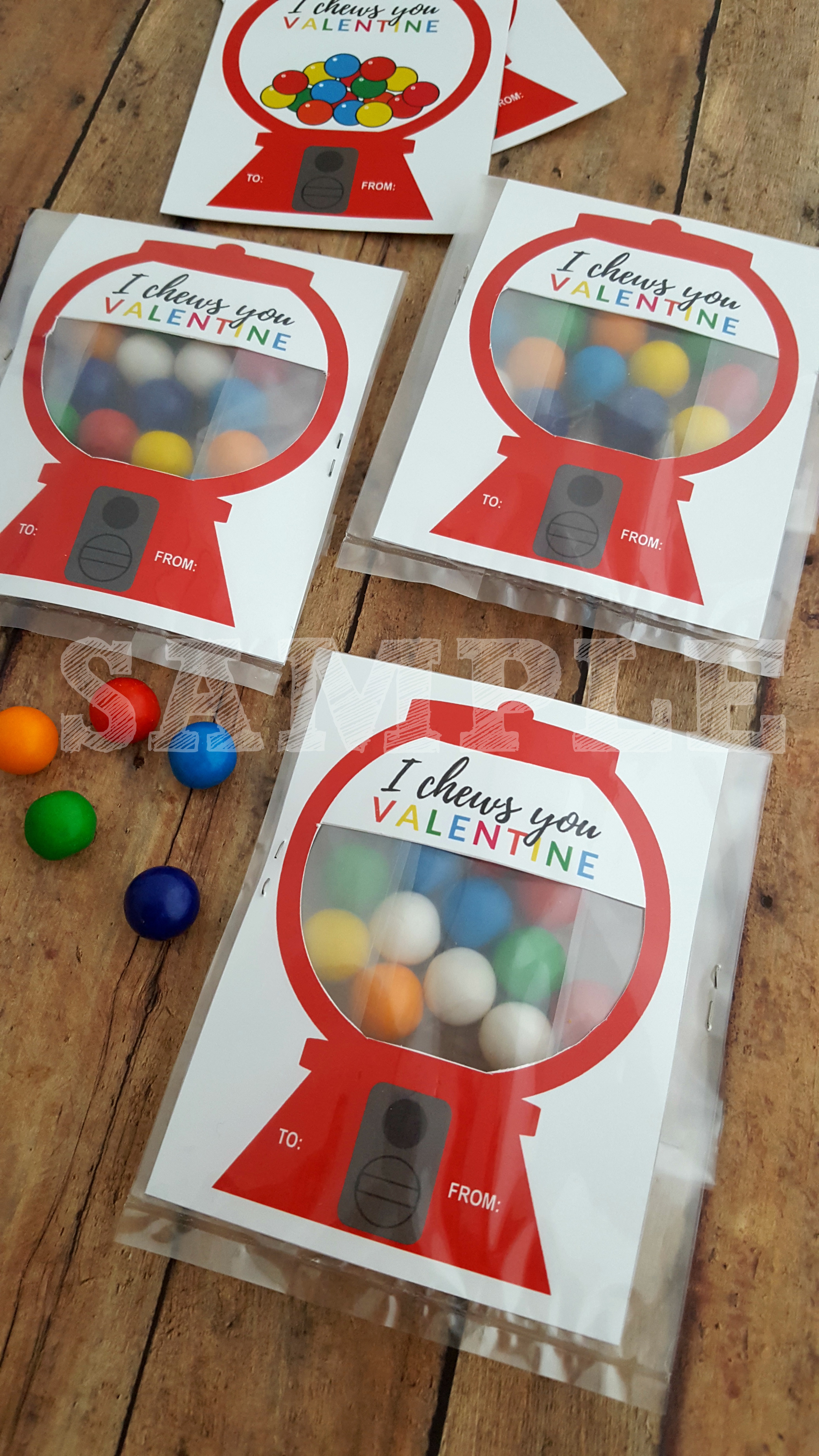 "I Chews You" Gumball Machine Valentine Printable 3