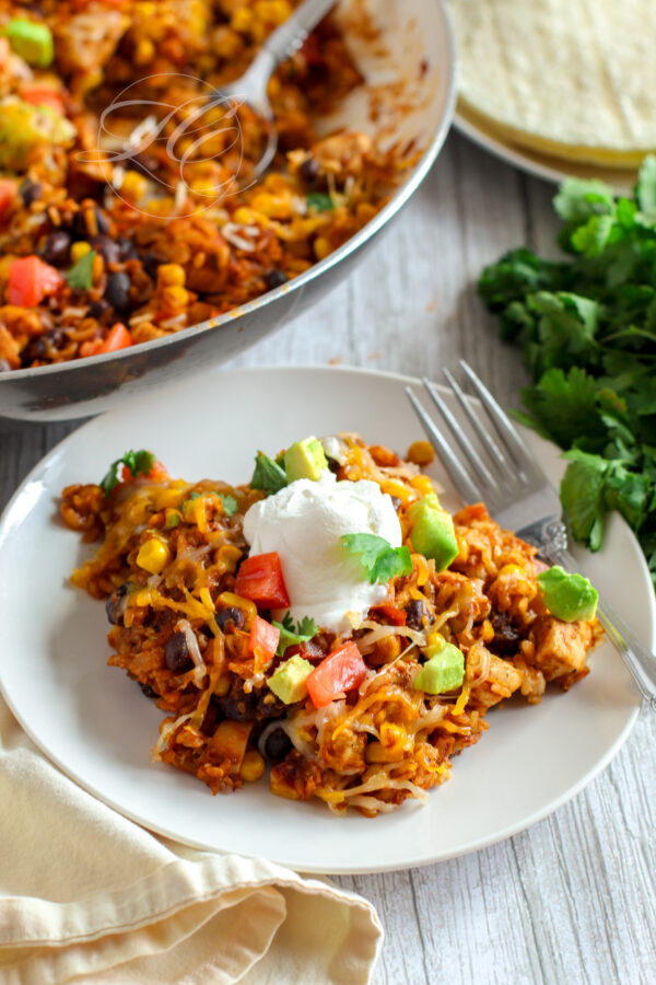 One Pan Southwest Chicken Enchilada Skillet 4