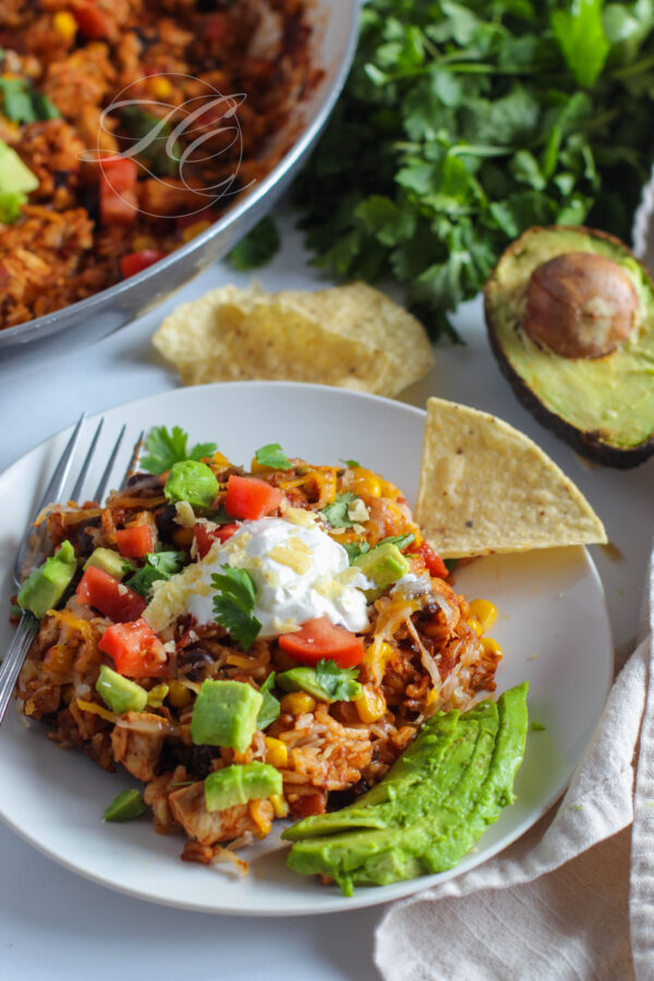 One Pan Southwest Chicken Enchilada Skillet 5