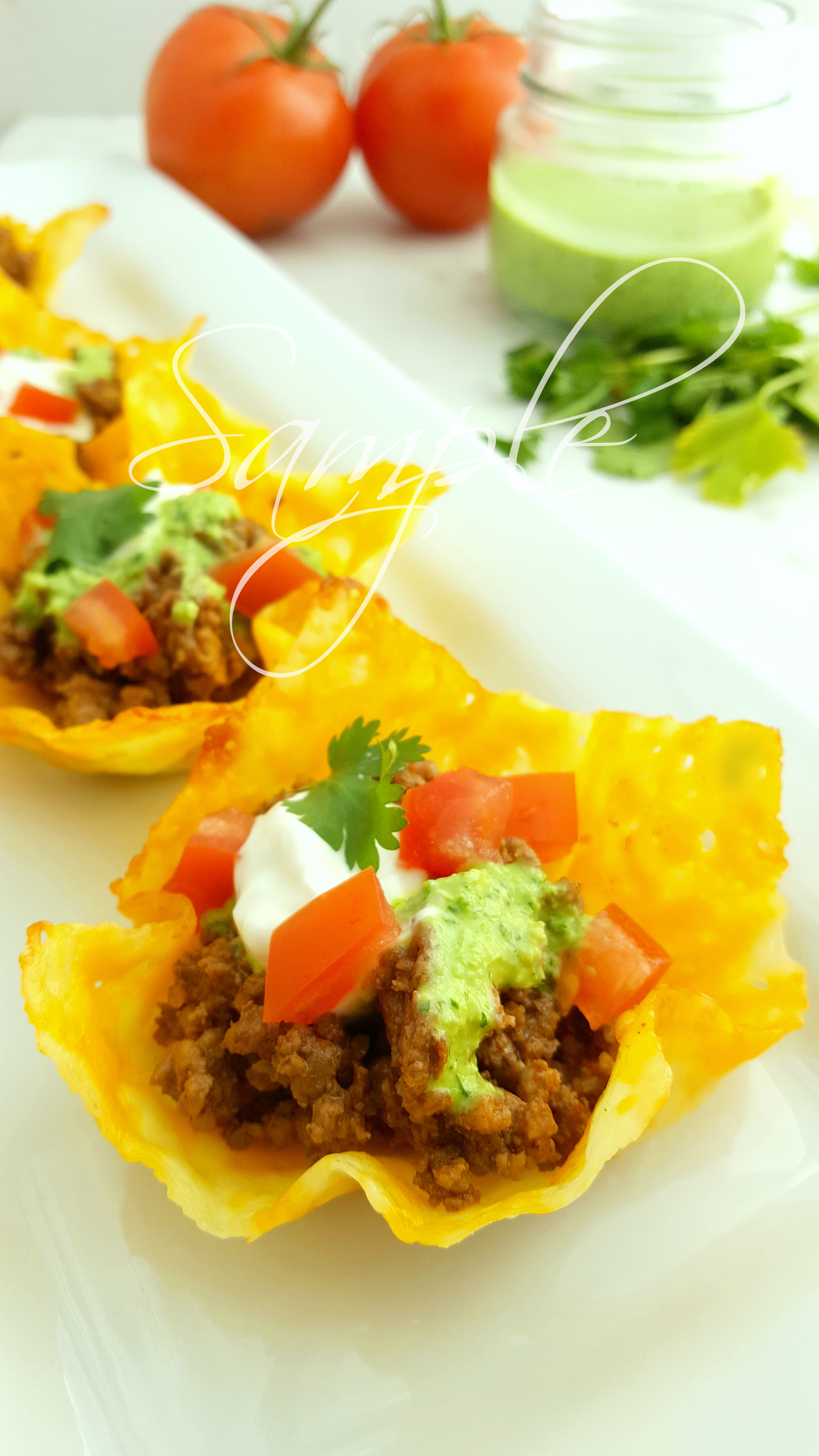 Keto Cheese Shell Taco Cups with Jalapeno Cilantro Sauce 1