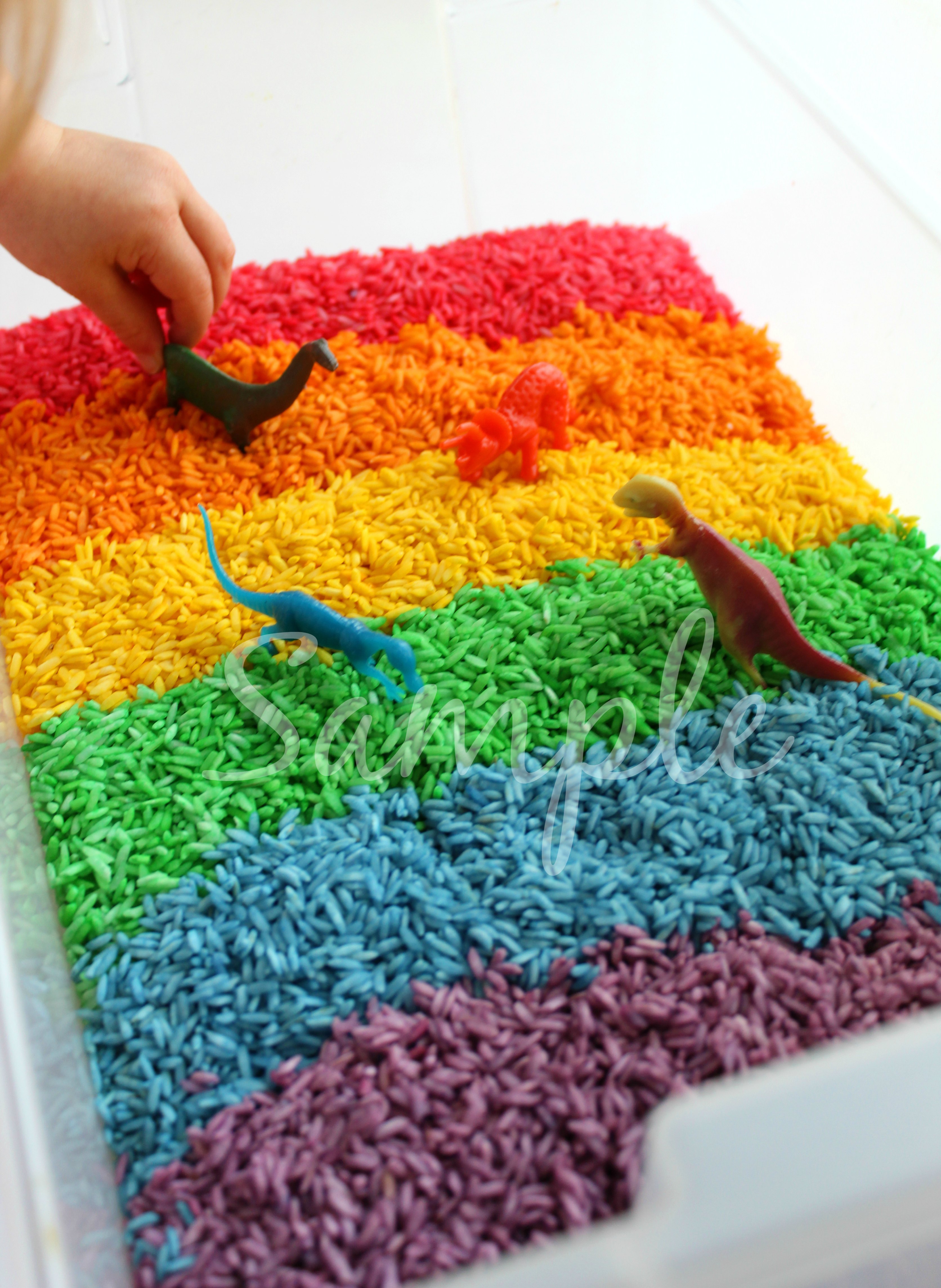Rainbow Rice Sensory Bin 2 Livingston Creative
