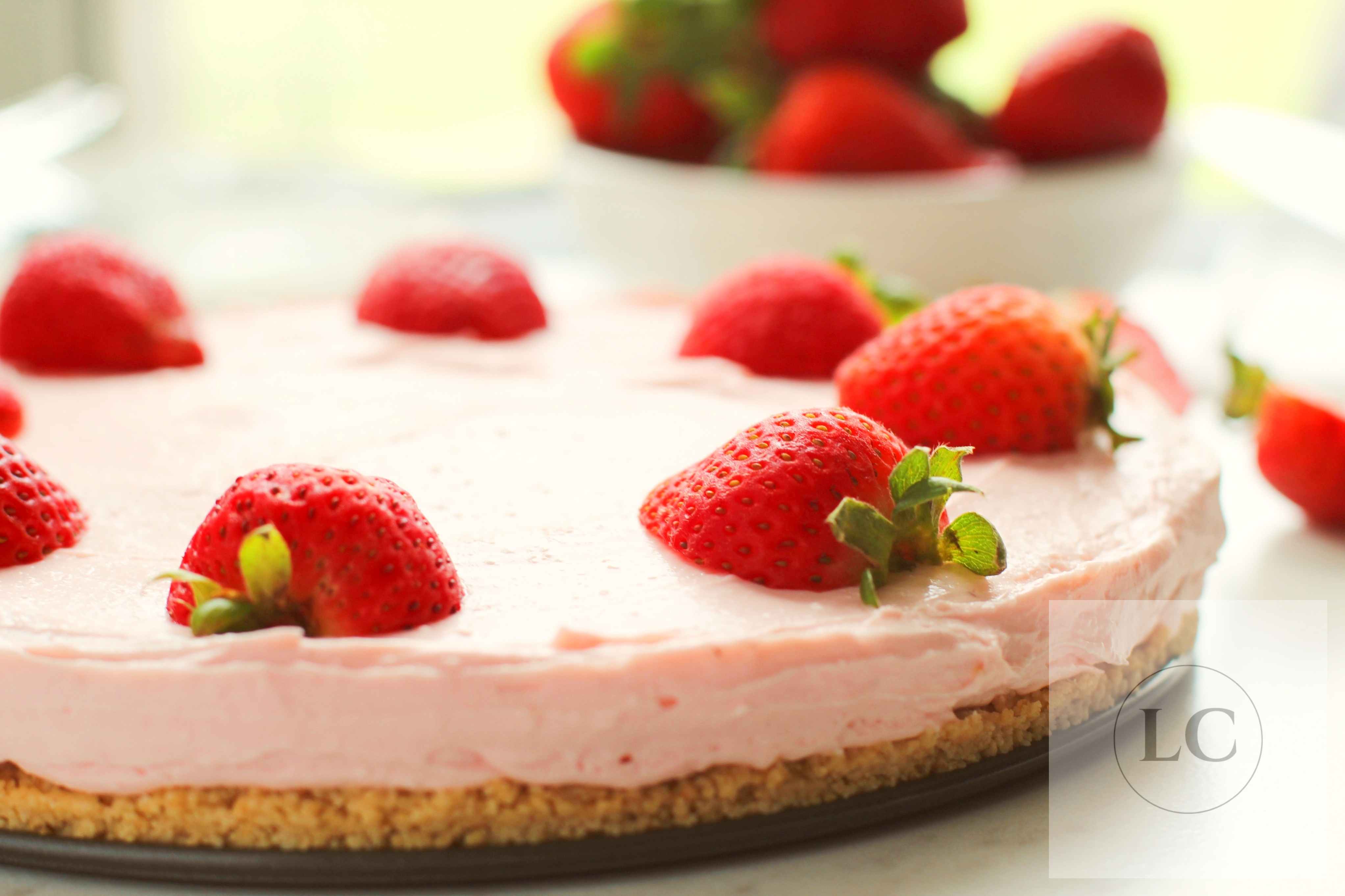 No Bake Fresh Strawberry Cheesecake 6 (Gluten Free) Livingston Creative