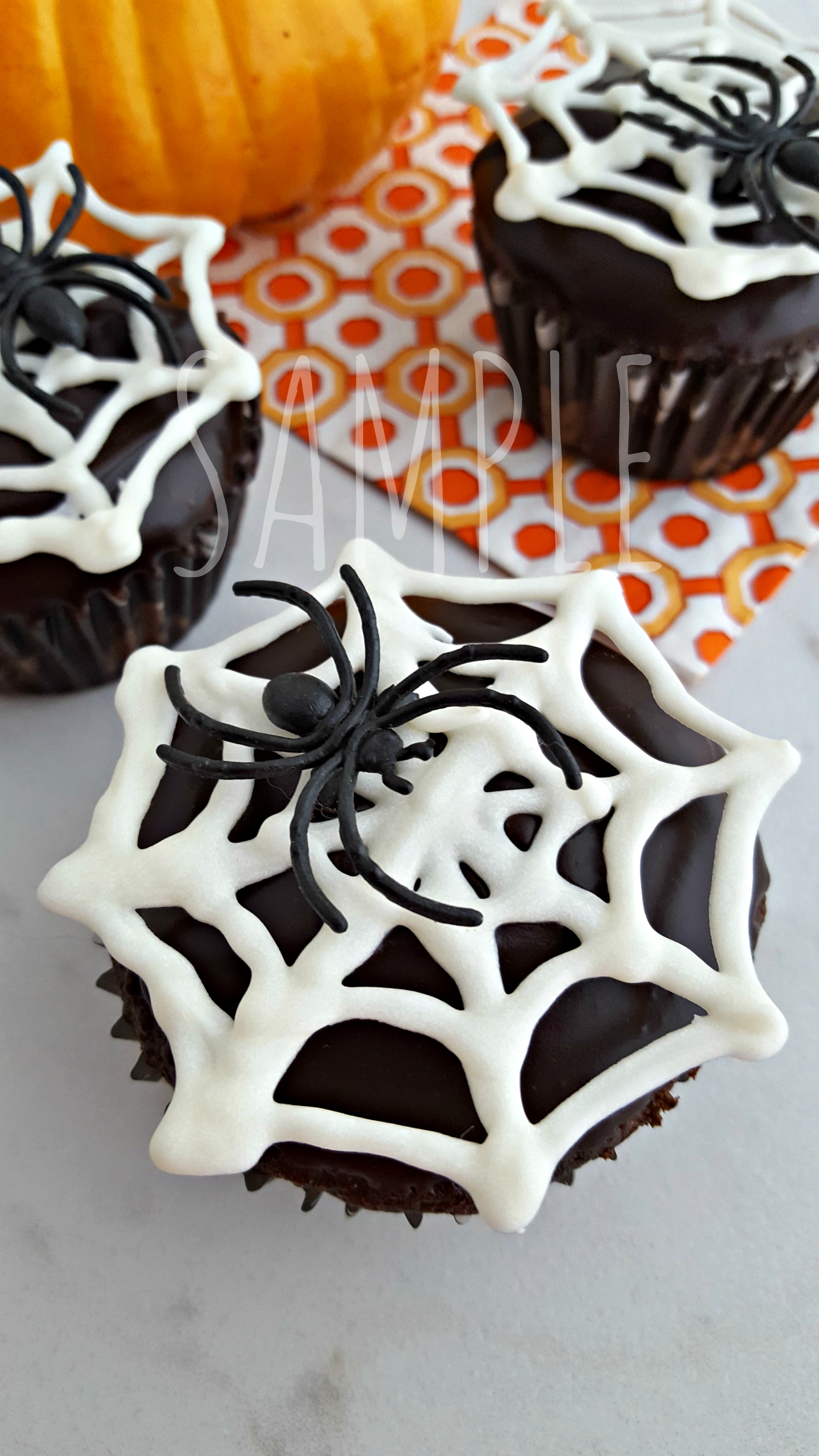 Chocolate Spiderweb Cupcakes + Topper Template Printable 1 (Box mix base)